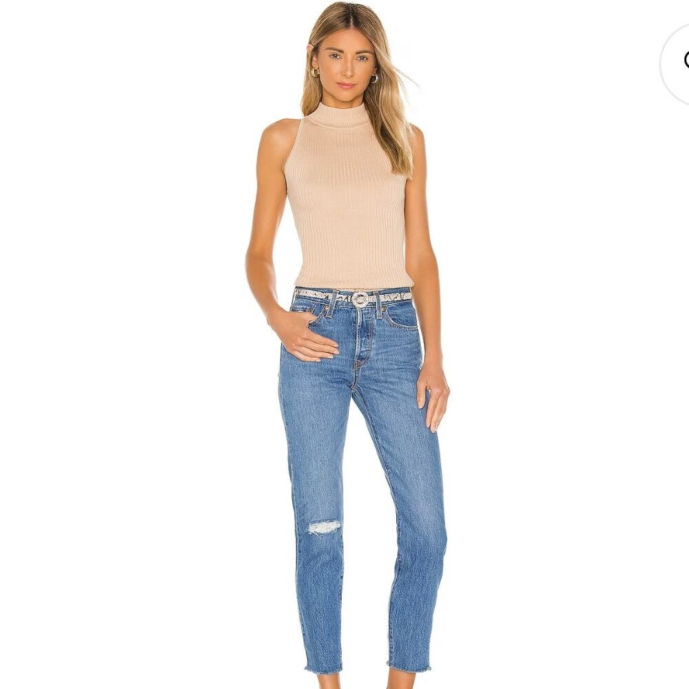 LEVI'S PREMIUM DENIM Women's 30 Wedgie Icon Ankle Jeans Distressed Denim Blue